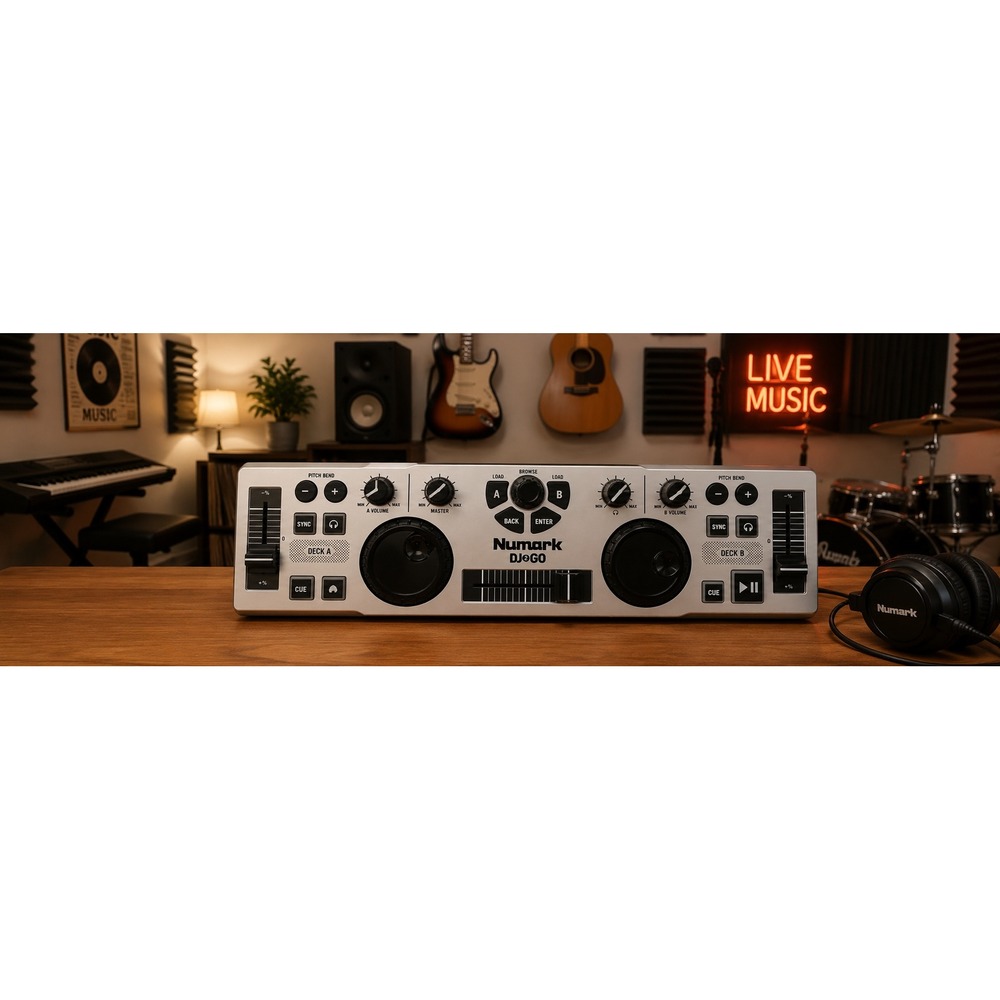 Numark DJ2GO Ultra-Portable USB DJ Controller Silver Black 2-Channel DJ2GO